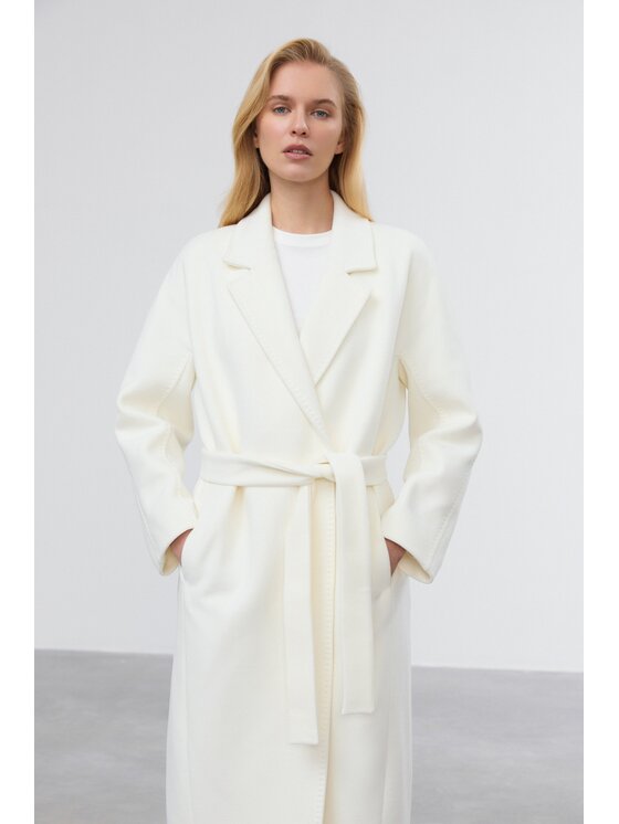 Estro Estro Cappotto di lana ER00119518 Beige Loose Fit