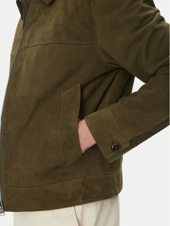 BOSS BOSS Bőrkabát H-Malbano5 50528014 Zöld Regular Fit