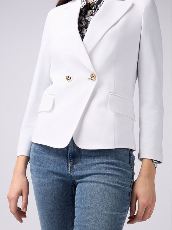 Oltre Oltre Marynarka Q759R104523N011 Biały A-Line Fit