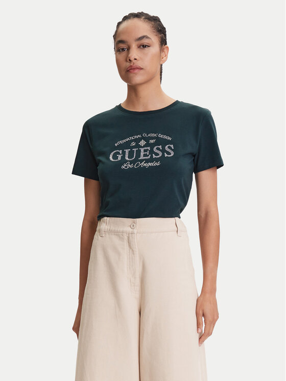 Guess Guess Póló V5YI13 J1314 Zöld Regular Fit