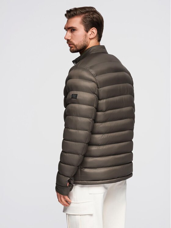Ombre Ombre Kurtka przejściowa OM-JALP-0261 Zielony ciemny Regular Fit