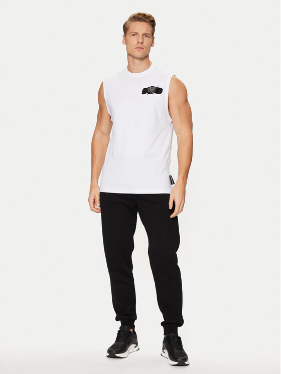 Plein Sport Plein Sport Tank top AADC MTK7158 SJY001N Λευκό Regular Fit