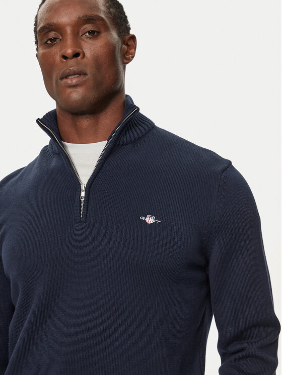 Gant Gant Pulover Casual Cotton Half Zip 8030170 Mornarsko modra Regular Fit