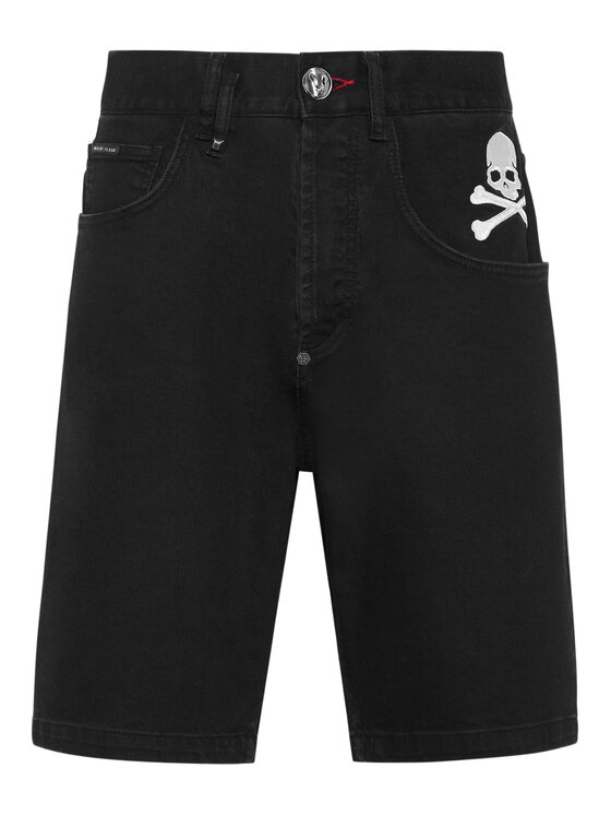 PHILIPP PLEIN PHILIPP PLEIN Szorty jeansowe 9281 Czarny Loose Fit