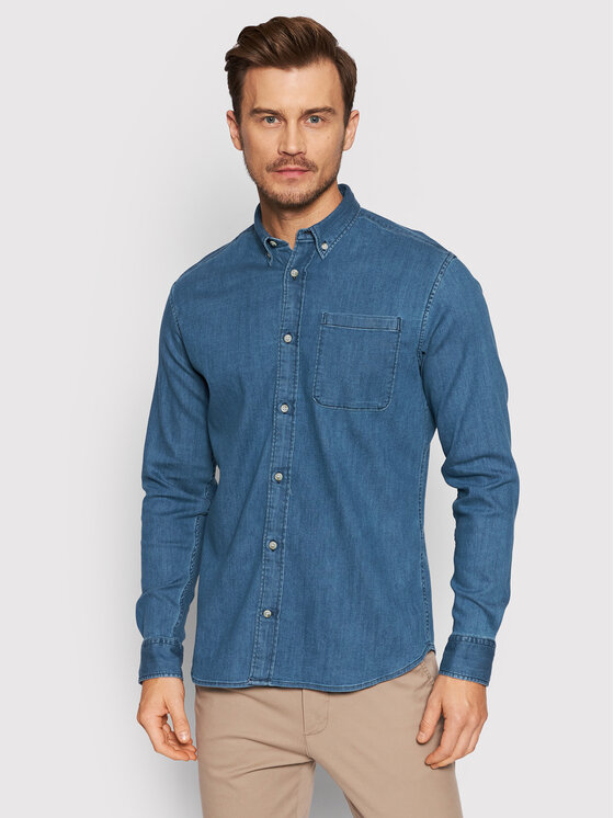 Jack&Jones PREMIUM džinsiniai marškiniai Perfect 12195835 Mėlyna Slim Fit