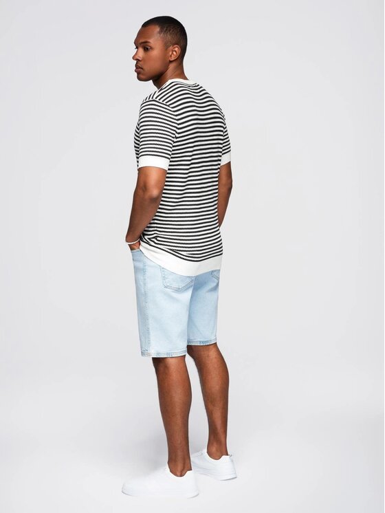 Ombre Ombre T-Shirt OM-TSCT-0255 Czarny Slim Fit