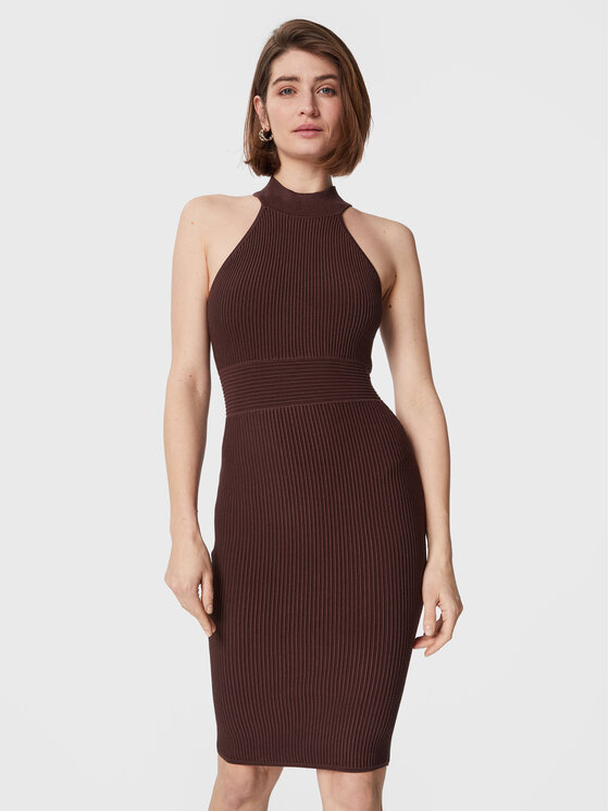 Guess Guess Úpletové šaty Janice W3RK28 Z2YJ2 Hnědá Slim Fit