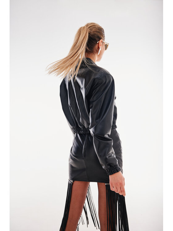 Mimika Mimika Kurtka skórzana Rumor bomber n^1 Czarny Oversize