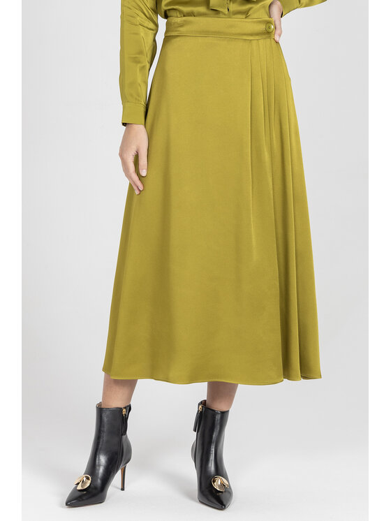 Deni Cler Milano Deni Cler Milano Spódnica midi W-DC-7055-E5-B1-42-1 Zielony A-Line Fit