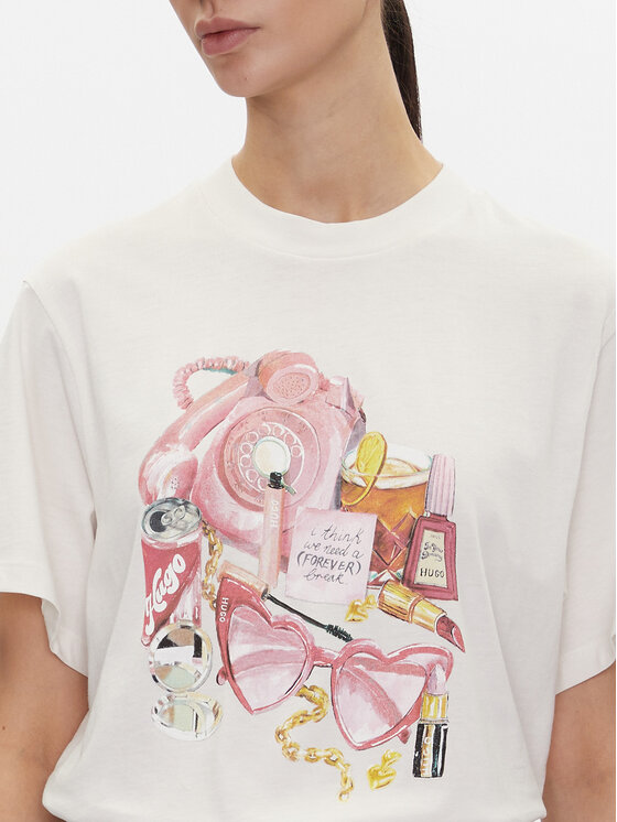 HUGO HUGO T-shirt Vintage Tee_15 50539107 Écru Regular Fit