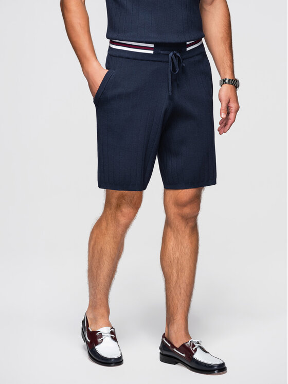 Ombre Ombre Szorty materiałowe OM-SRCS-0203 Granatowy Regular Fit