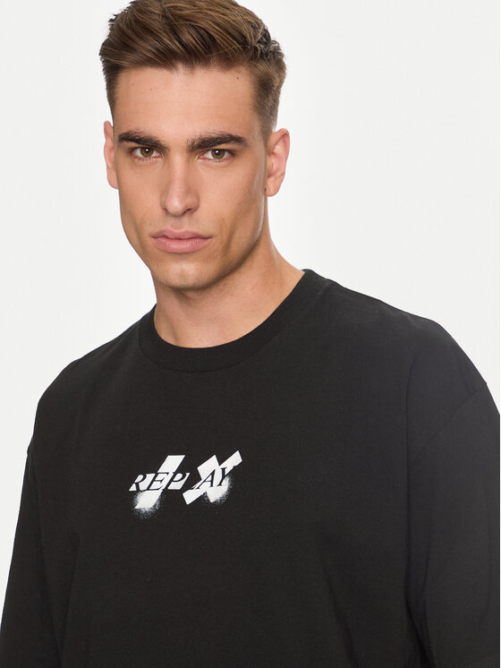 REPLAY Replay Tricou MMG330.000.23454 Negru Oversize