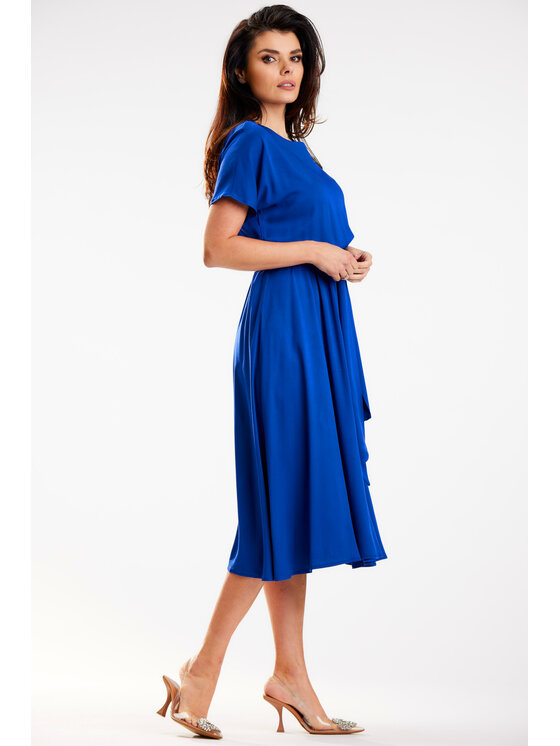 Awama Awama Sukienka letnia A576 Niebieski Basic Fit