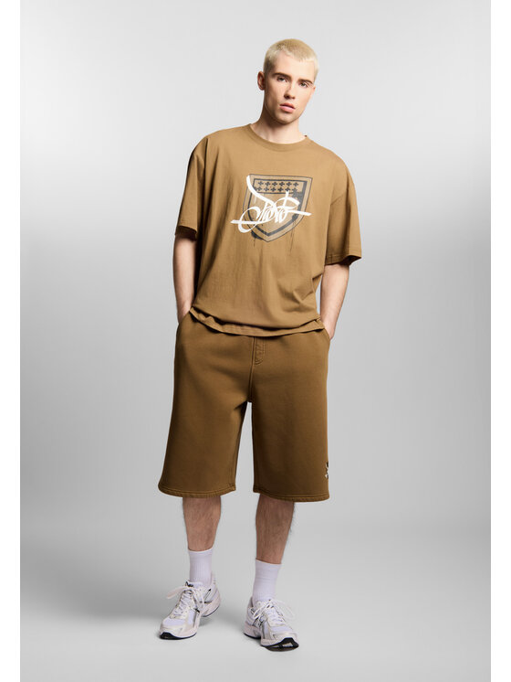 PROSTO. PROSTO. Szorty sportowe Damage Target Beżowy Baggy Fit