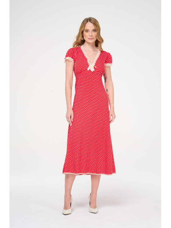 Castellani Castellani Sukienka codzienna Polka Czerwony Regular Fit
