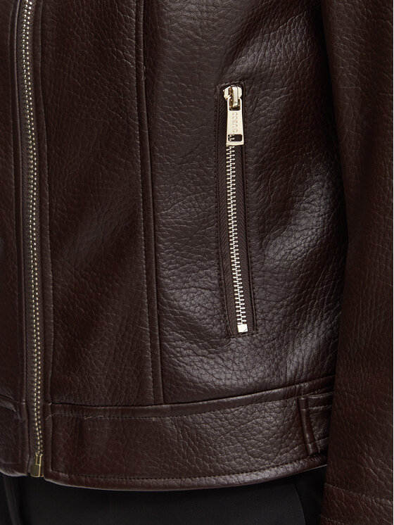 Guess Guess Dirbtinės odos striukė W6YL25 W2914 Tamsiai ruda Regular Fit