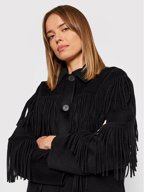 Cappotto di lana Fringed FMAN23005K Nero Regular