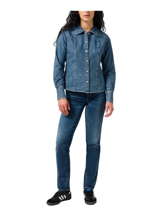Wrangler Wrangler Koszula jeansowa 112356476 Niebieski Slim Fit