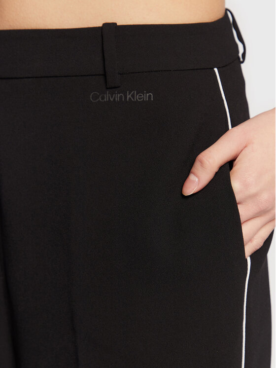Calvin Klein Calvin Klein Pantaloni di tessuto Crepe Tipping K20K205519 Nero Relaxed Fit