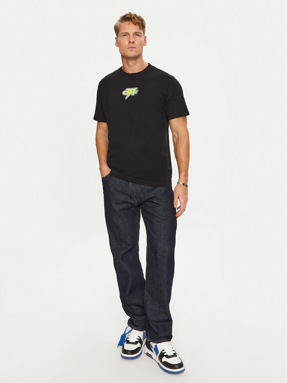 Tシャツ・カットソー Off-White Men T-shirt Black OMAA027C99JER01B 1077 Off-White T-Shirt OMAA027F22JER0071070 Czarny Regular Fit