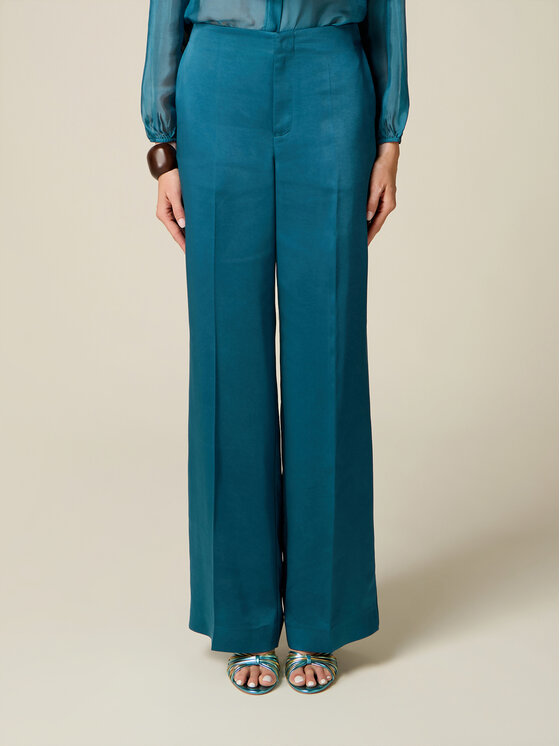 Oltre Oltre Pantaloni di tessuto P075J002676N024 Turchese Baggy Fit