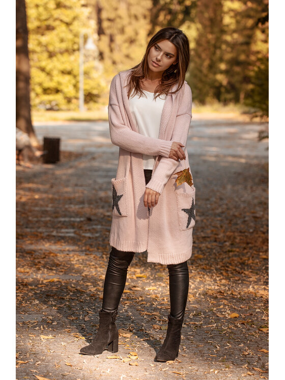 BeWear BeWear Kardigan bk063 Różowy Baggy Fit