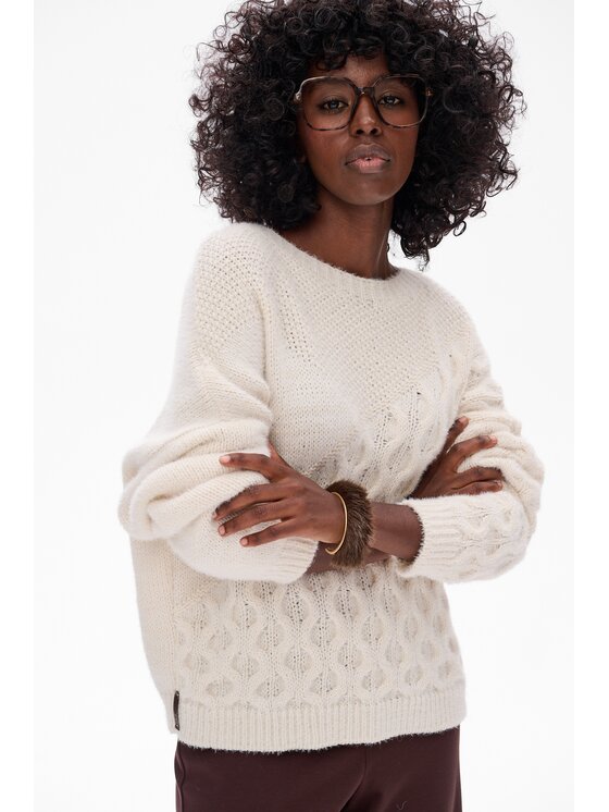 blue shadow blue shadow Sweter Cavo Écru Regular Fit