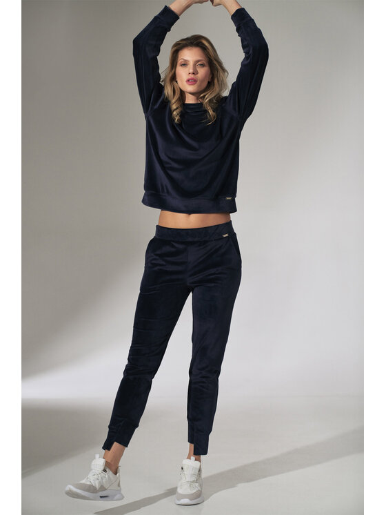 FIGL FIGL Spodnie damskie M746 Granatowy Regular Fit