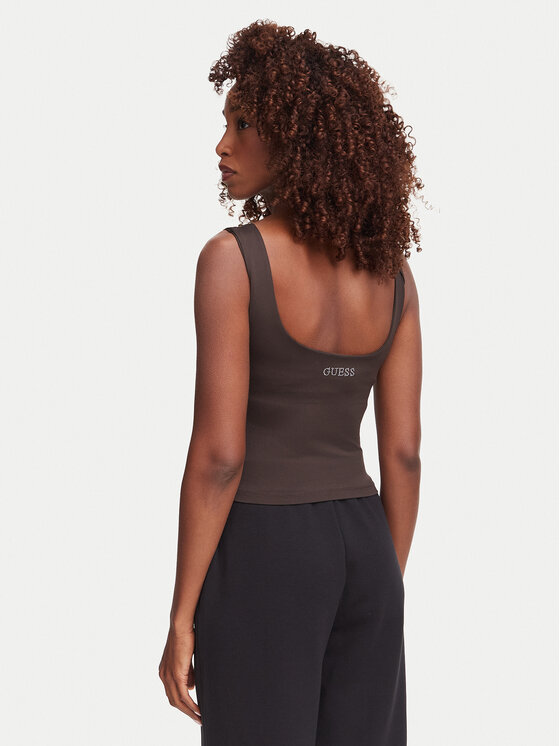 Guess Guess Top V6YP18 K4788 Brązowy ciemny Slim Fit