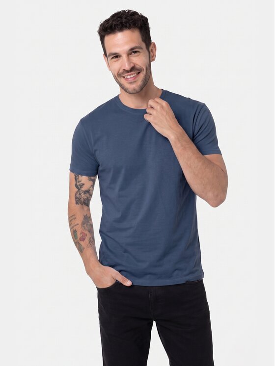 BASICLO BASICLO T-Shirt W-2325-08 Szary ciemny Regular Fit