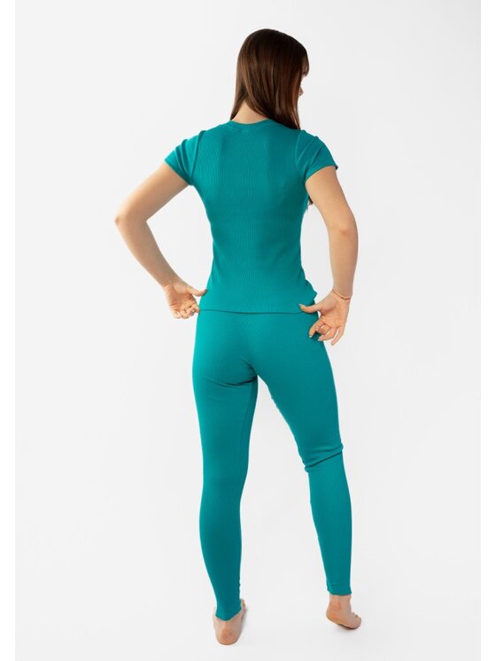DKaren Sport DKaren Sport Komplet bluzka i spodnie Halima Turkusowy Slim Fit