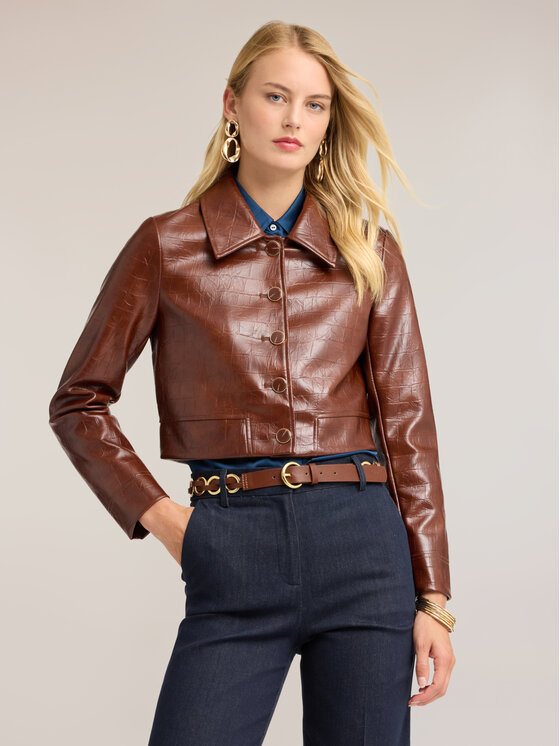 Motivi Motivi Kurtka z imitacji skóry R029Q101166N022 Brązowy Cropp Fit