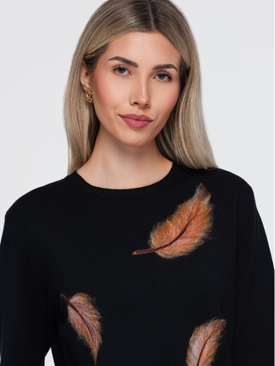Ombre Ombre Sweter OW-SW-E0027 Czarny Regular Fit