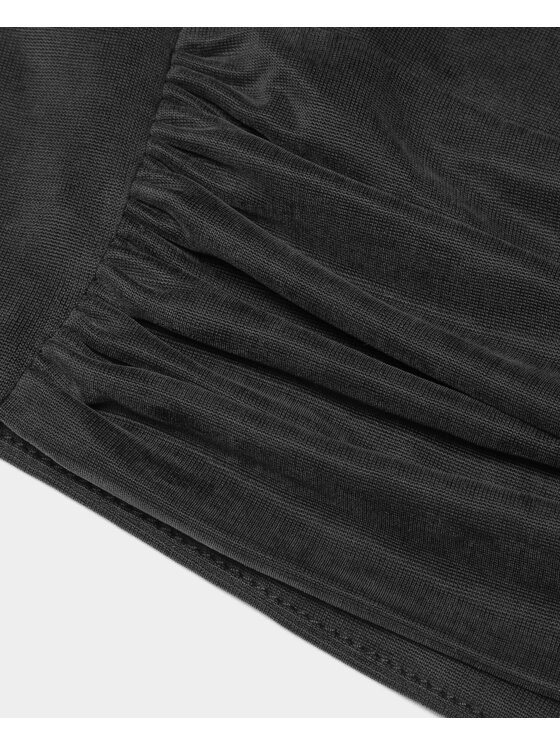 BENU BENU Blúzka Cupro z Wiązaniem Čierna Slim Fit