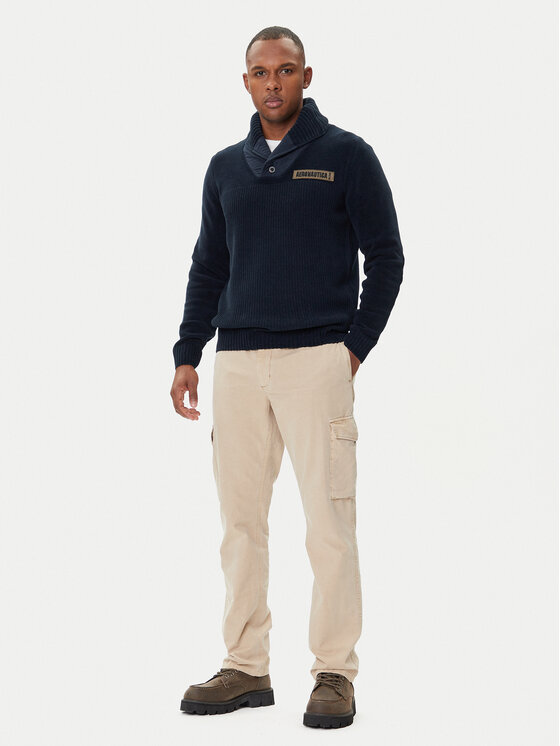 Aeronautica Militare Aeronautica Militare Sweter 252MA1574UL00539 Granatowy Regular Fit