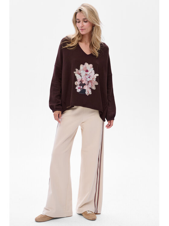 blue shadow blue shadow Sweter Poem Brązowy Regular Fit