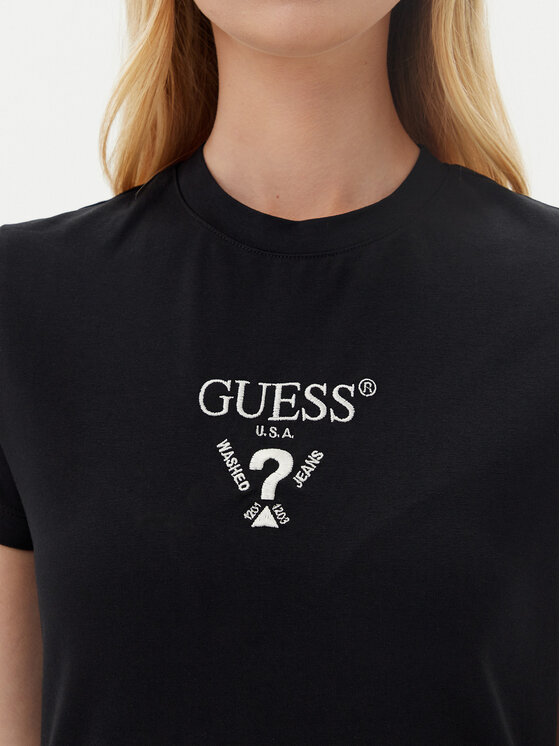 Guess Guess Tricou V4YI21 KCDH1 Negru Slim Fit