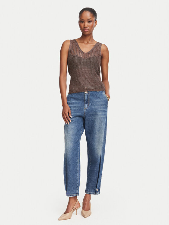 Morgan Morgan Marškinėliai 262-MGATO Tamsiai ruda Slim Fit