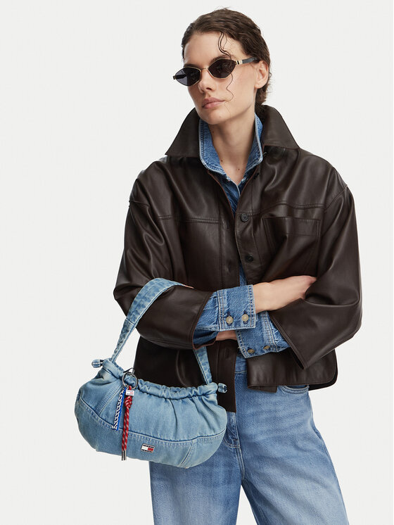 Tommy Jeans Geantă Tjw Icon Charms Denim Shlder Bag AW0AW18883 Albastru