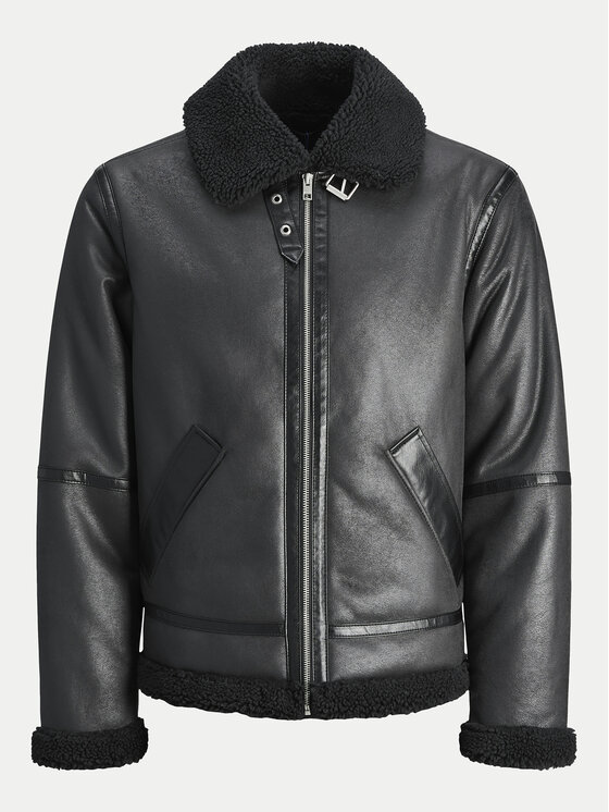 Jack & Jones Jack & Jones Kurtka z imitacji skóry Cole Aviator 12261819 Czarny Regular Fit