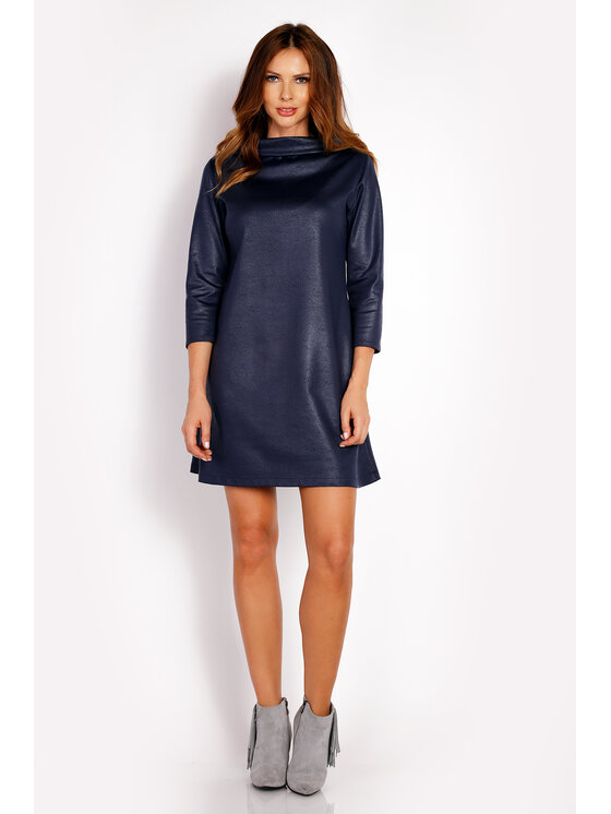 Awama Awama Sukienka codzienna L006 Granatowy Basic Fit