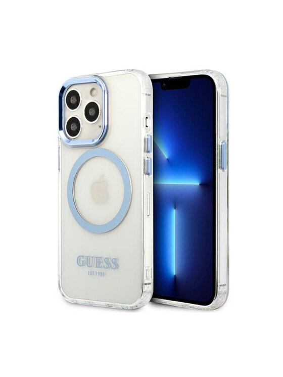 Guess Guess Etui na telefon Metal Outline Magsafe Przezroczysty