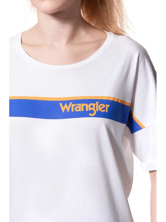Wrangler Wrangler T-Shirt B&Y TRUCKER TEE Biały Regular Fit