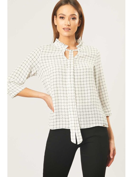 QUIOSQUE QUIOSQUE Blúzka GOFFER SHIRT Biela Regular Fit