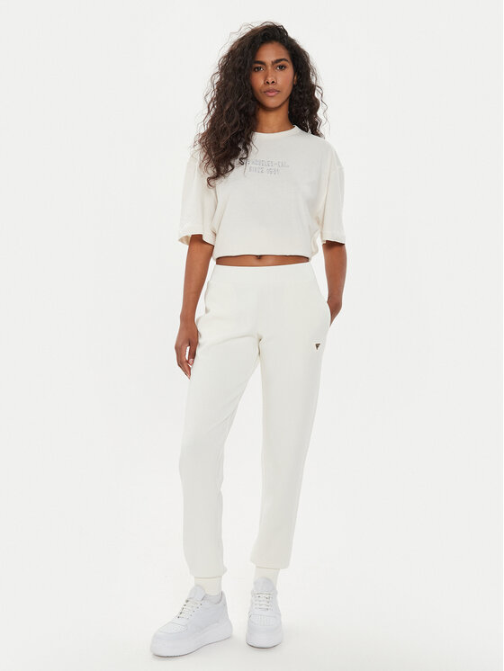 Guess Guess Teplákové kalhoty V4YB08 KCAY2 Écru Regular Fit