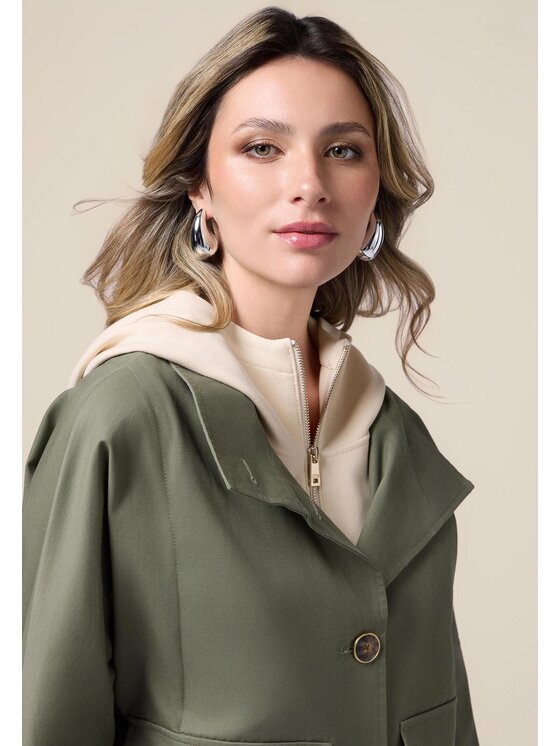Oltre Oltre Cappotto 0043J000081N0Z5 Verde Boxy Fit