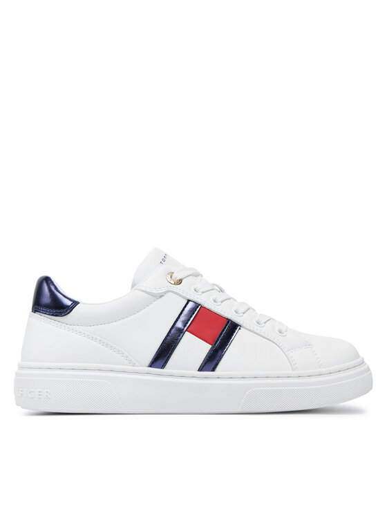 Tommy Hilfiger Snīkeri Flag Low Cut Lace-Up Sneaker T3A9-33538-1351 S Balts