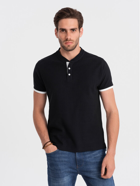 Ombre Ombre T-Shirt OM-TSCT-0156 Černá Regular Fit