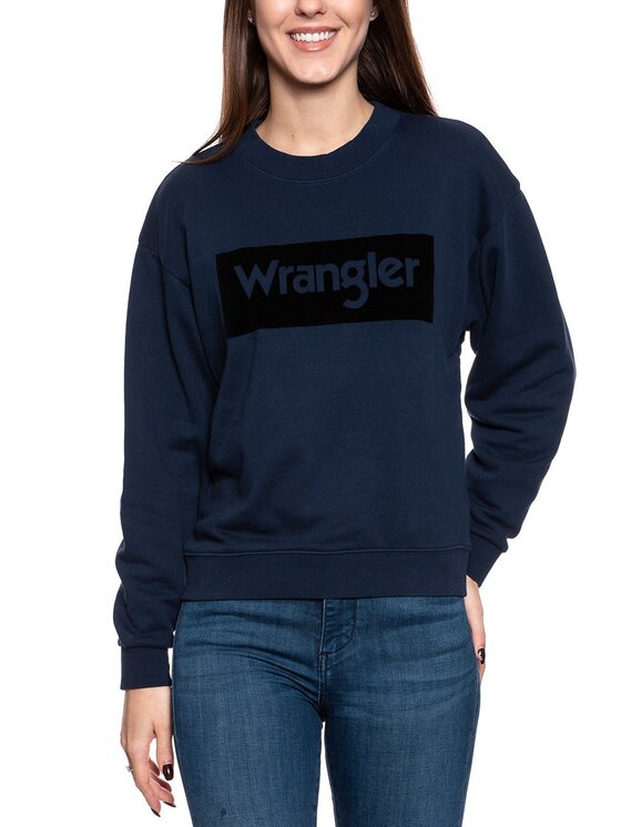 Wrangler Wrangler Bluza High Rib Retro Sweat; High Rib Retro Niebieski Regular Fit