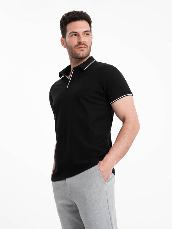 Ombre Ombre Polokošile OM-POSS-0110 Černá Regular Fit